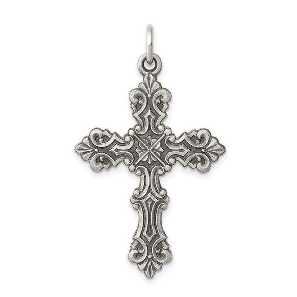 Kazi Luxury Sterling Silver Antiqued Cross Pendant